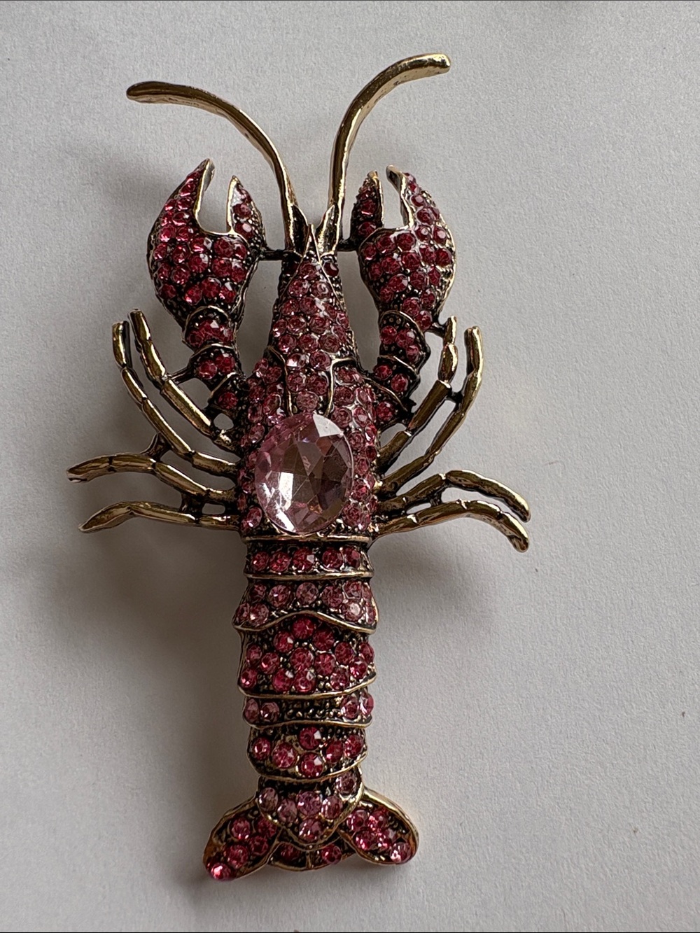 Pink Crystal Lobster Brooch